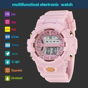 Shocknshop Digital Kids Children Multi Functional Pink Watch for Girls & Boys -325PI