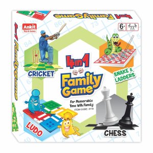 Ankit Toys & Games 4in1 Family Game Set Premium Multi Game Board Ideal for Kids and Adults - Classic Entertainment Game Perfect for Fun and Social Gatherings (Board Size 30 * 30 Cm)