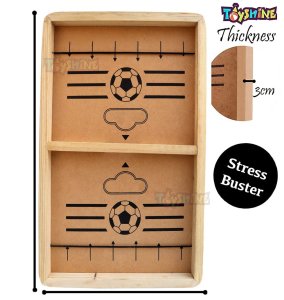 Toyshine Junior Fast Sling Puck Game Board String Hockey Toy, Party Game for Adult, Parent, Kids, Children, Family (Brown, Pine Wood)