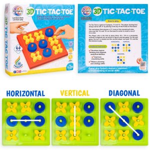 Ratna's 3D Tic Tac Toe Classic Mind Challenging Cross & Zero Family Board Game for Kids & Adults
