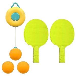 BELOXY Kids Indoor Hanging Table Tennis Trainer Set, 2 Rackets & 3 Balls, Adjustable Height Self Training Game (Pack of 1)