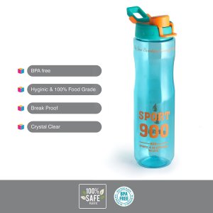 SPACE POLYCRAFT Alexa 900Ml Water Bottle - Stylish, Durable, And Leak-Proof, Bpa-Free, Perfect For Sports, Fitness, And Everyday Hydration |Blue (Pack Of 1)|