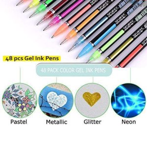 worison Glitter, Neon, Pastel, Metallic Colors Gel Pen Set, 48 Pcs